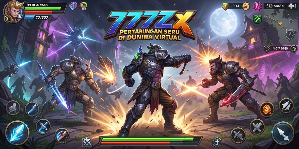 Screenshot menampilkan aksi pertarungan mendebarkan dalam 777ZX.