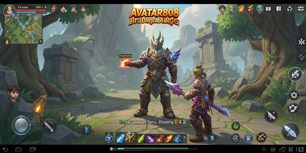 Tampilan aksi gameplay yang mendebarkan dalam ARPG AVATAR808.