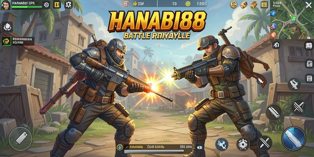 Gameplay dinamis dan intens di HANABI88 Battle Royale.